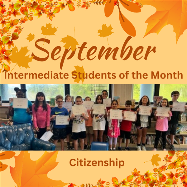 September Intermediate Students of the Month for Citizenship